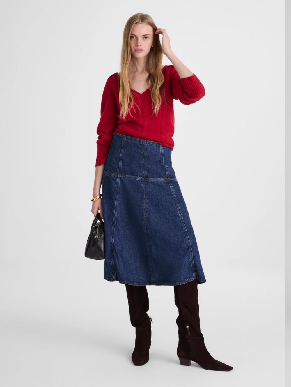Madewell Denim Drop-Waist Midi Skirt in McKinney Wash MX936 Size 23